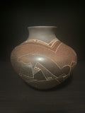 Native American Vase with 3 Horses Design by Dusty Naranjo, Santa Clara Pueblo (JD75)