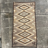 Navajo rug weaving in Eyedazzler style with Whirling Log design - pre 1940s, authentic Native American, handwoven (GM352)