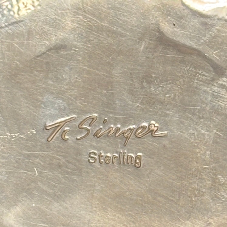 Tommy Singer Vintage Navajo Green Turquoise and Sterling Silver Belt Buckle, authentic Native American   (JF137)
