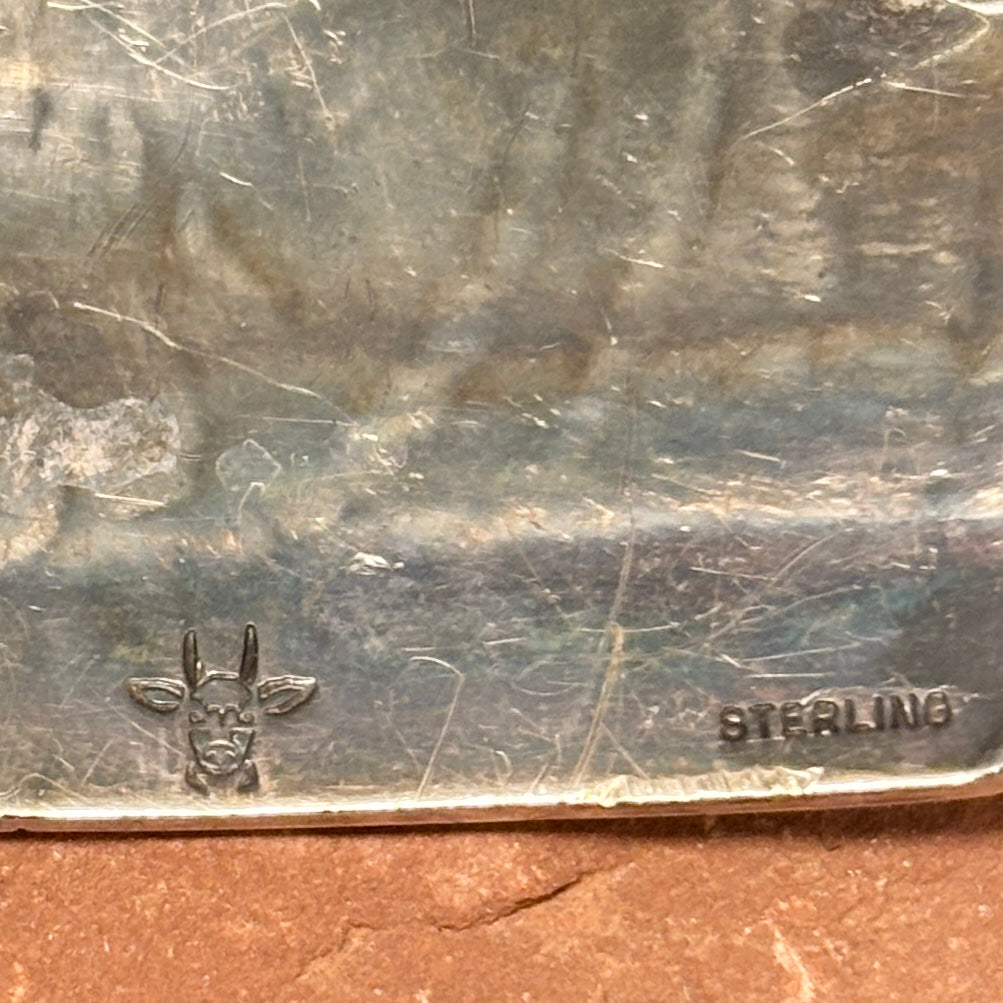 Benjamin Mansfield Hopi Silver Overlay Belt Buckle with Snow Maiden Design  (JF135)