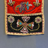 Antique Chippewa Beaded Silk and Velvet Wall-Hanging Storage Pockets, Authentic Native American - ca. 1890s    (GM149)