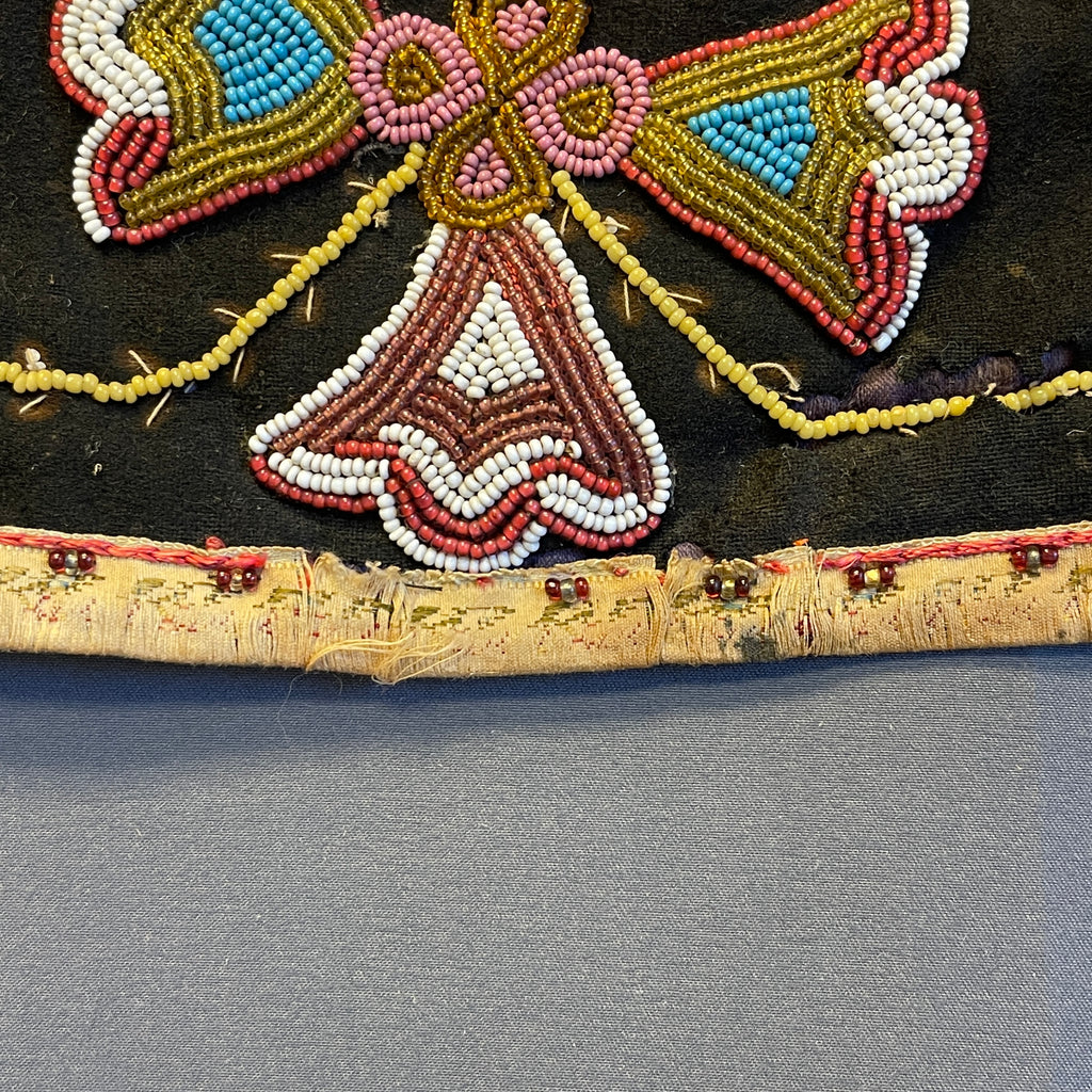 Antique Chippewa Beaded Silk and Velvet Wall-Hanging Storage Pockets, Authentic Native American - ca. 1890s    (GM149)