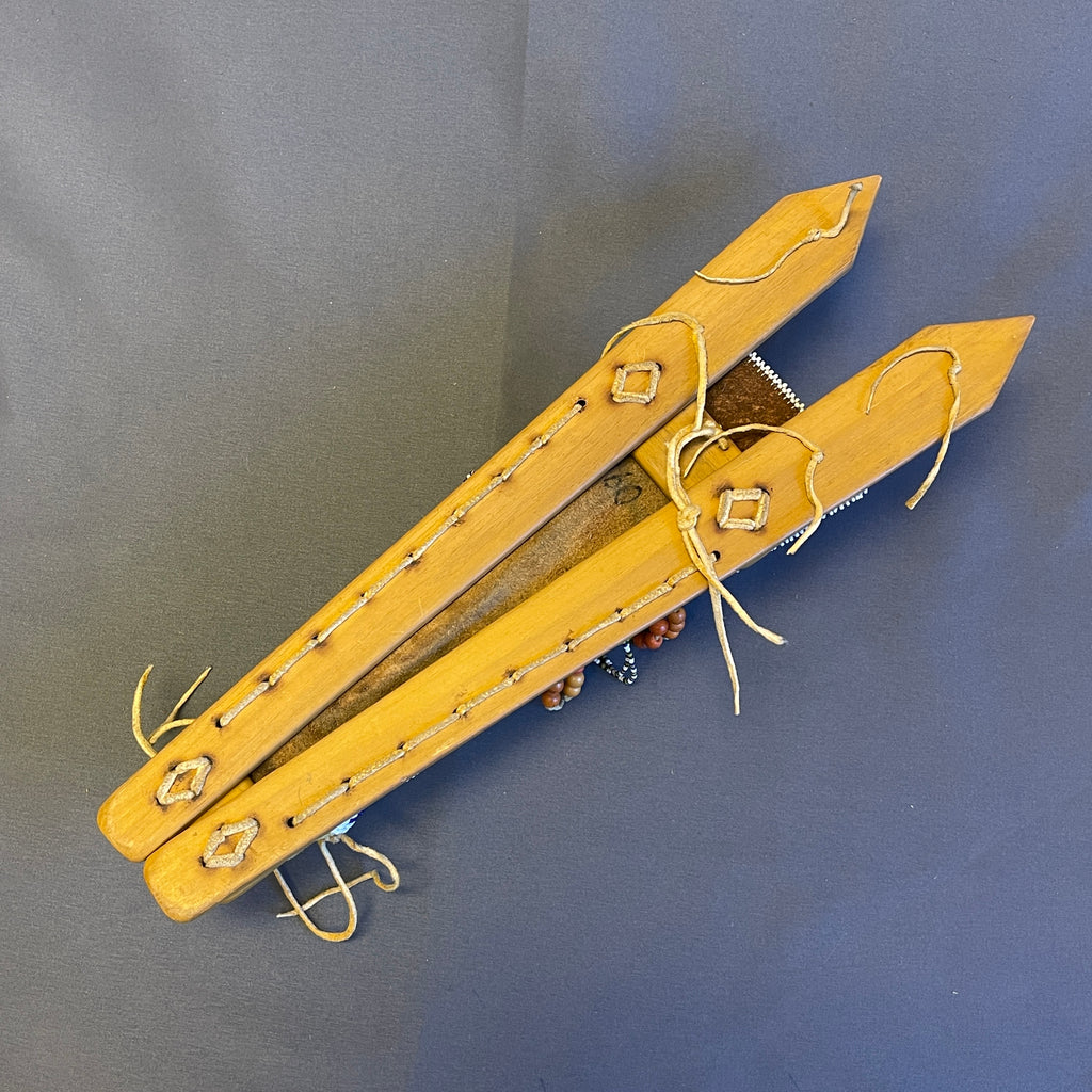 Lakota Miniature Vintage Beaded Cradleboard on Wooden backboard, Authentic Native American (GM25)