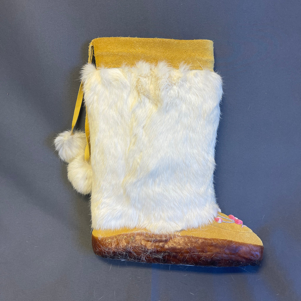Authentic Native-Made Fur and Leather Ladies Mukluk Pair, vintage Arctic Trading Co.  (GM113)