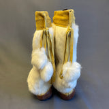 Authentic Native-Made Fur and Leather Ladies Mukluk Pair, vintage Arctic Trading Co.  (GM113)