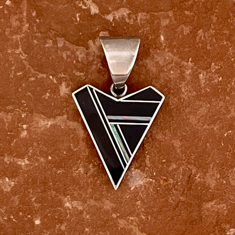 Ray Tracey, Navajo Black jet and opal inlay pendant (PZ5)