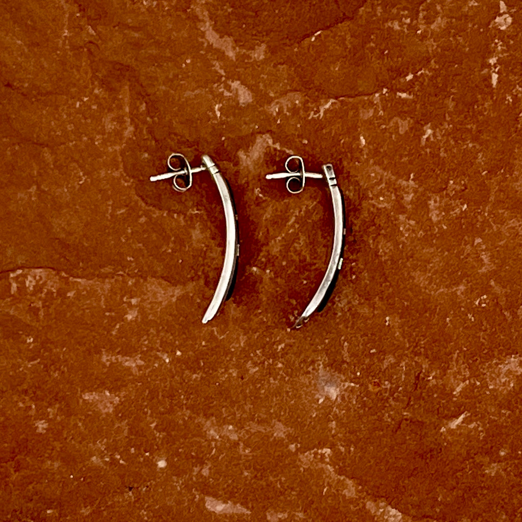 Navajo inlay jet and opal post earrings (PZ19)