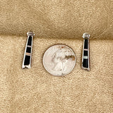 Navajo inlay jet and opal post earrings (PZ19)