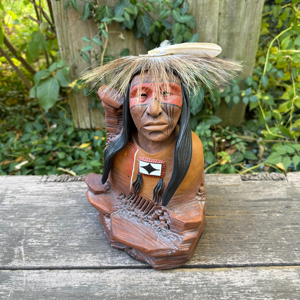 Jim Jackson, Klamath/Modac one-of-a-kind clay sculpture of warrior