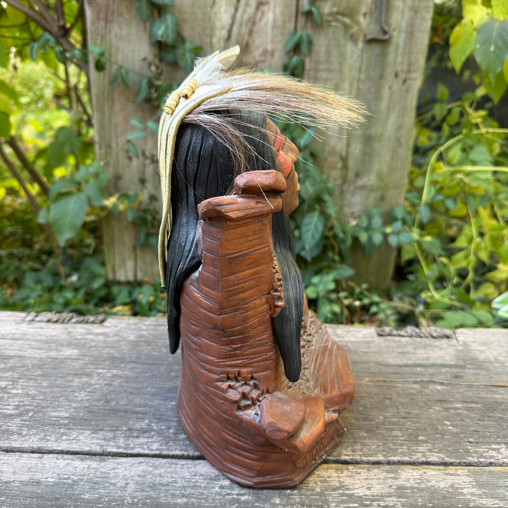 Jim Jackson, Klamath/Modac one-of-a-kind clay sculpture of warrior
