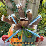 Gregory Lomayesva, Hispanic/Hopi wood carved folk art spirit mask - hand carved and painted.