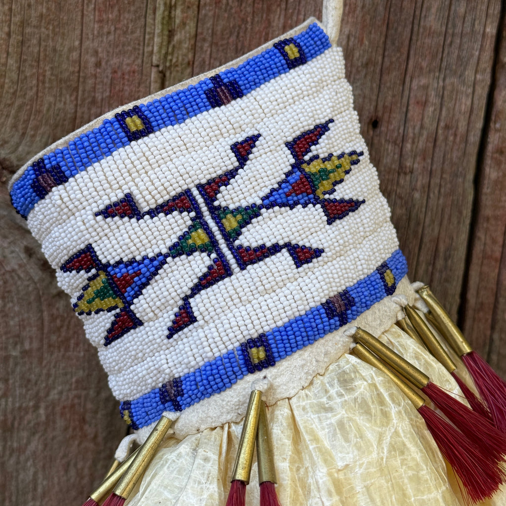Lakota Sioux Buffalo bladder bag with beadwork by Diana Hudson Miller - one-of-a-kind!