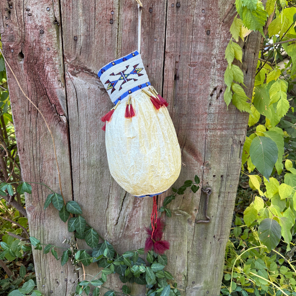 Lakota Sioux Buffalo bladder bag with beadwork by Diana Hudson Miller - one-of-a-kind!