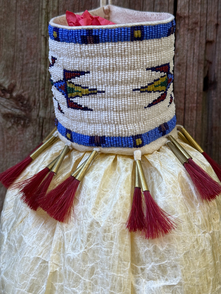 Lakota Sioux Buffalo bladder bag with beadwork by Diana Hudson Miller - one-of-a-kind!