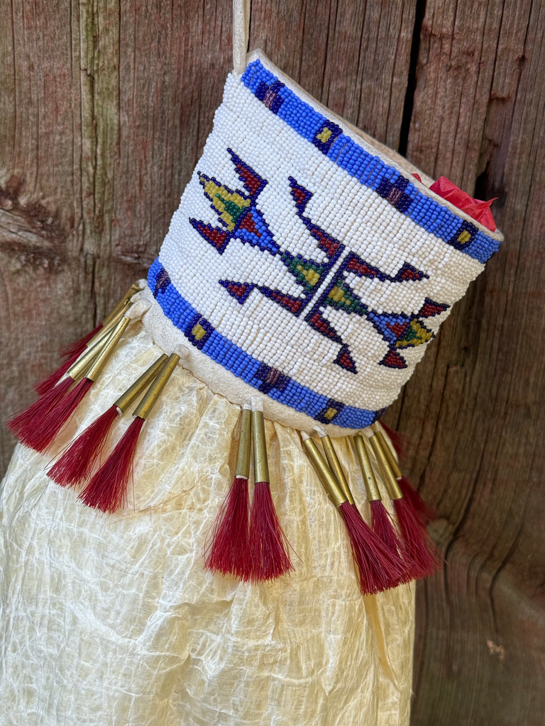 Lakota Sioux Buffalo bladder bag with beadwork by Diana Hudson Miller - one-of-a-kind!