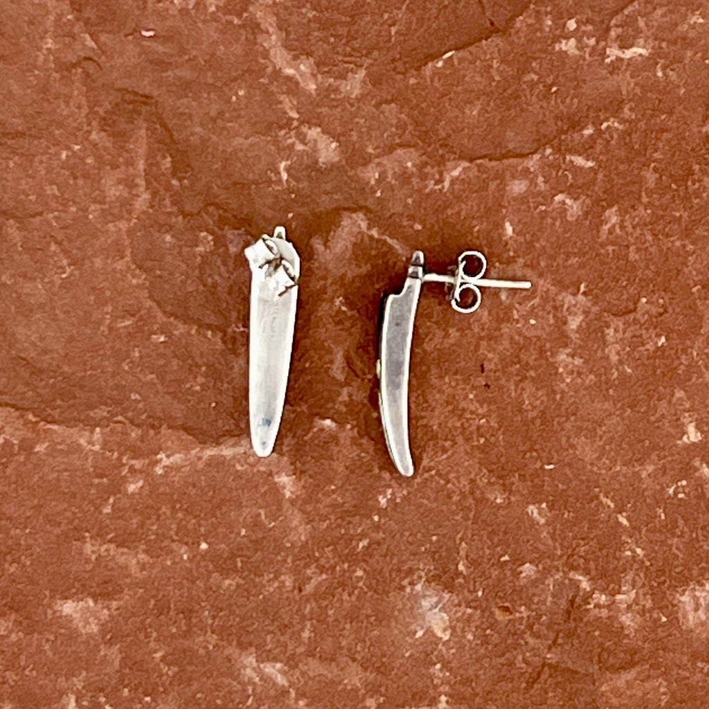 Supersmith Navajo post inlay earrings with black jet & lab opal (PZ24)