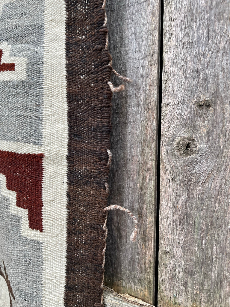 Large Navajo Rug Weaving in Two Grey Hills Style, vintage Native American (GM373)