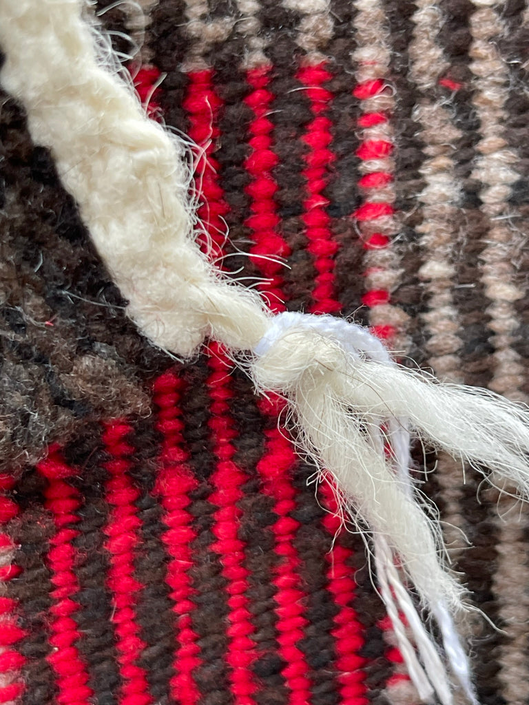 Navajo Rug Weaving with Storm Pattern, authentic Native American, handwoven (GM369)