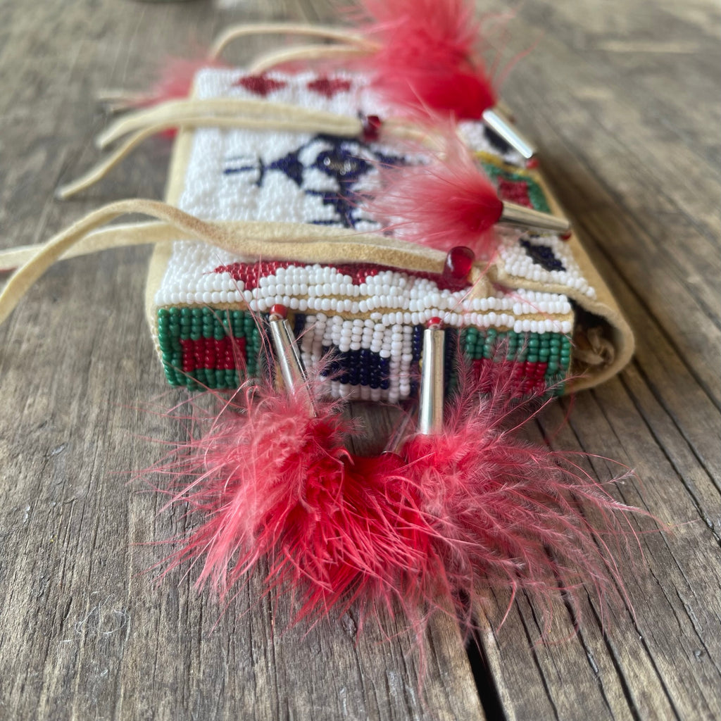 Charles Chief Eagle, Lakota mini tipi beaded bag. Made in 1992 and signed by the artist (GM212)