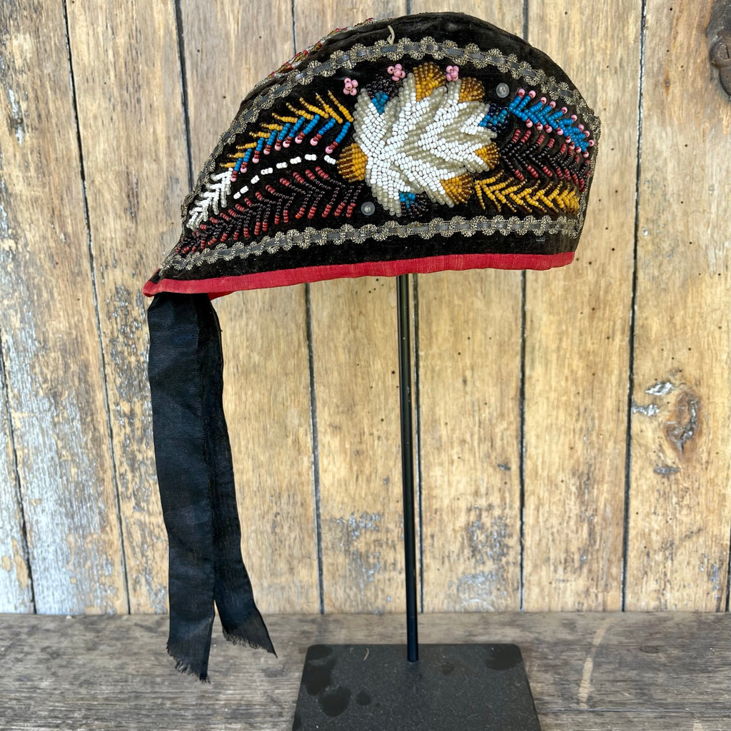 Antique Iroquois/Mohawk Glengarry beaded hat ca. 1860 - excellent condition!