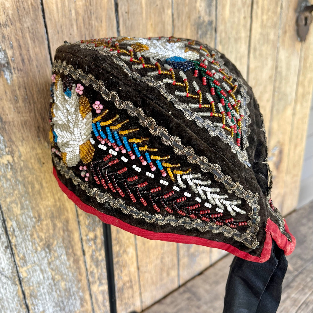 Antique Iroquois/Mohawk Glengarry beaded hat ca. 1860 - excellent condition!