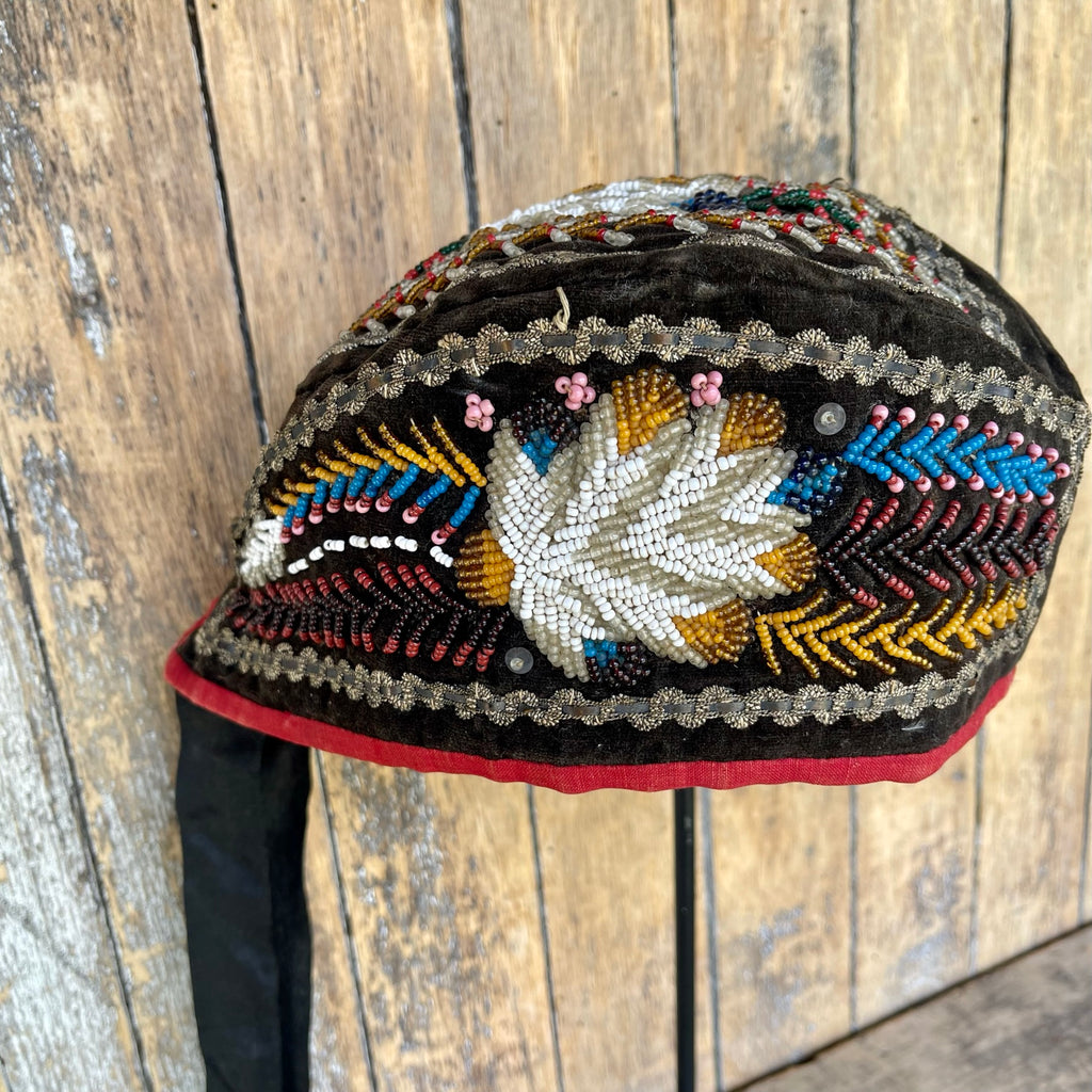 Antique Iroquois/Mohawk Glengarry beaded hat ca. 1860 - excellent condition!