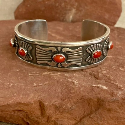 Men's Navajo sterling offers silver red coral r