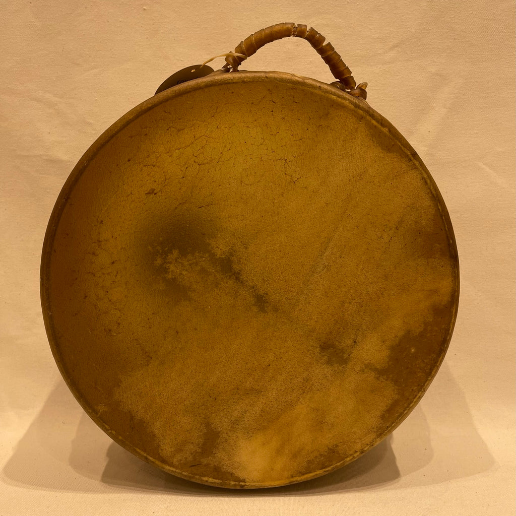 Taos Sioux Style Double Sided Drum With Bear Fetish and Bear Tracks Design, Handmade Drum RK13