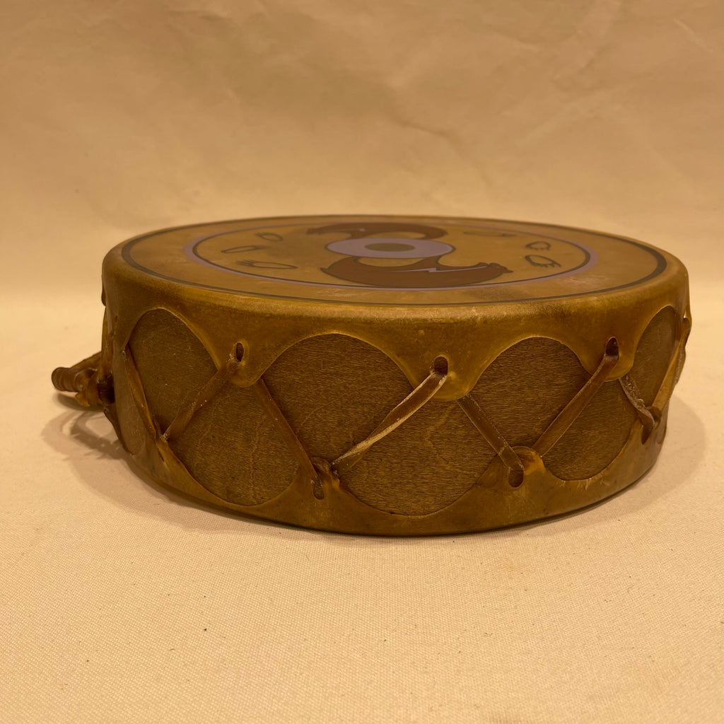 Taos Sioux Style Double Sided Drum With Bear Fetish and Bear Tracks Design, Handmade Drum RK13