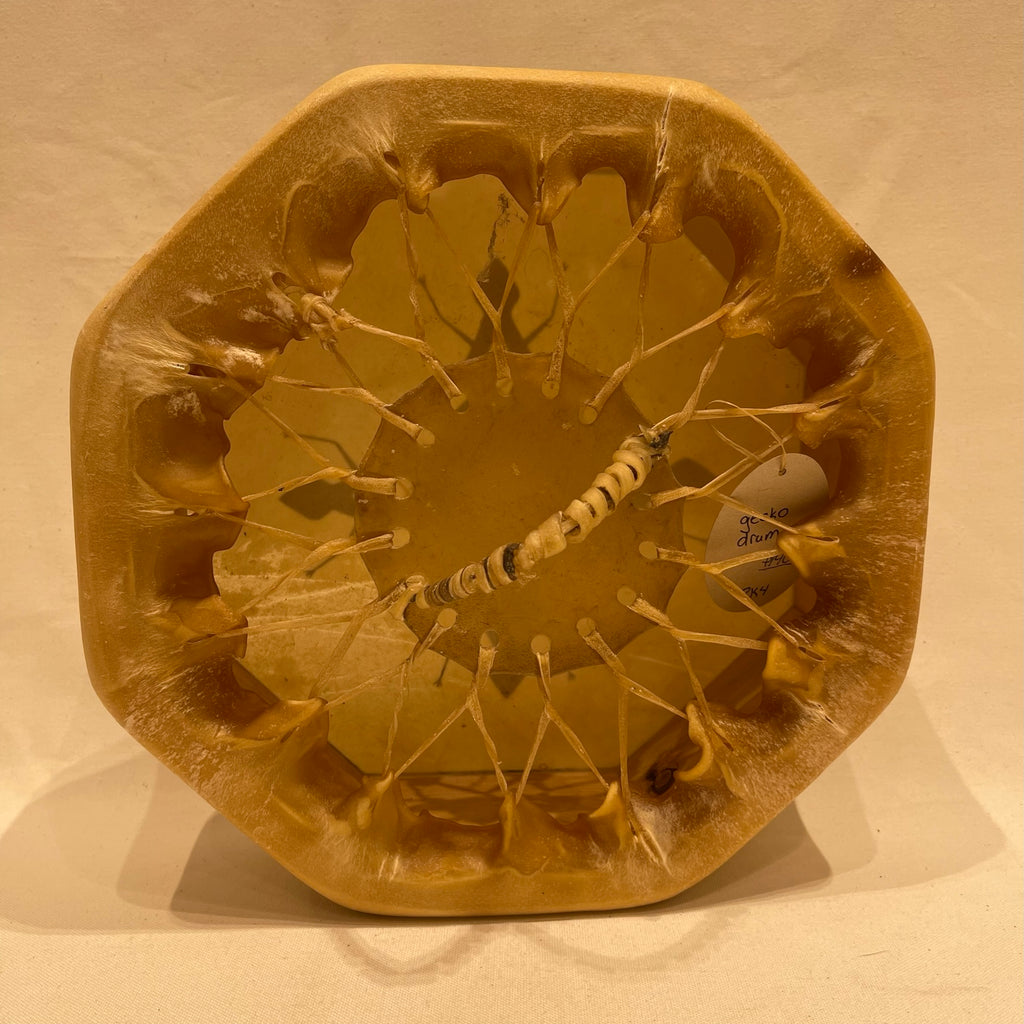 Taos Octagonal, Single Sided Drum With Gecko Design, Handmade Drum RK4