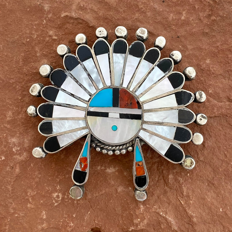 Vintage Zuni Inlay Belt Buckle with Sunface Design    (VW59)