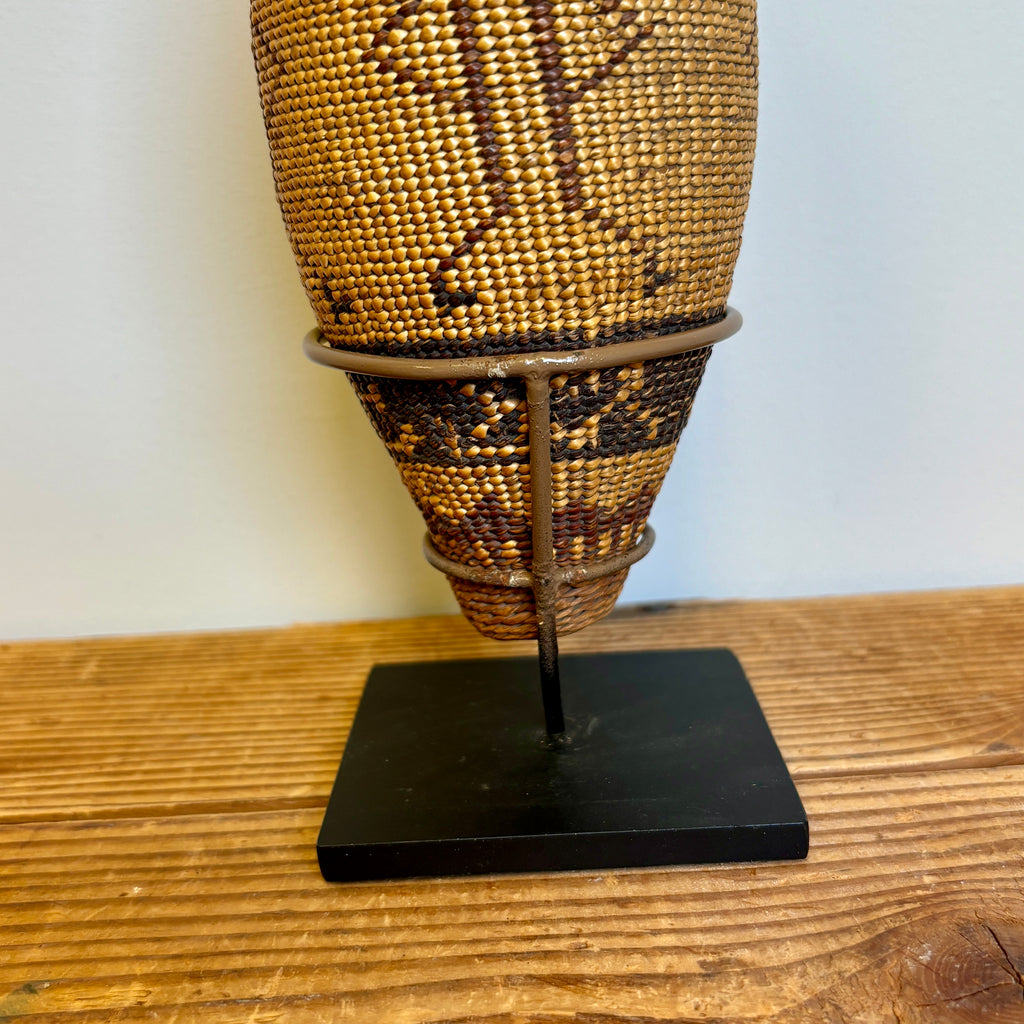 Antique Hat Creek Figurative Basketry with Glass Bottle (NLC24)
