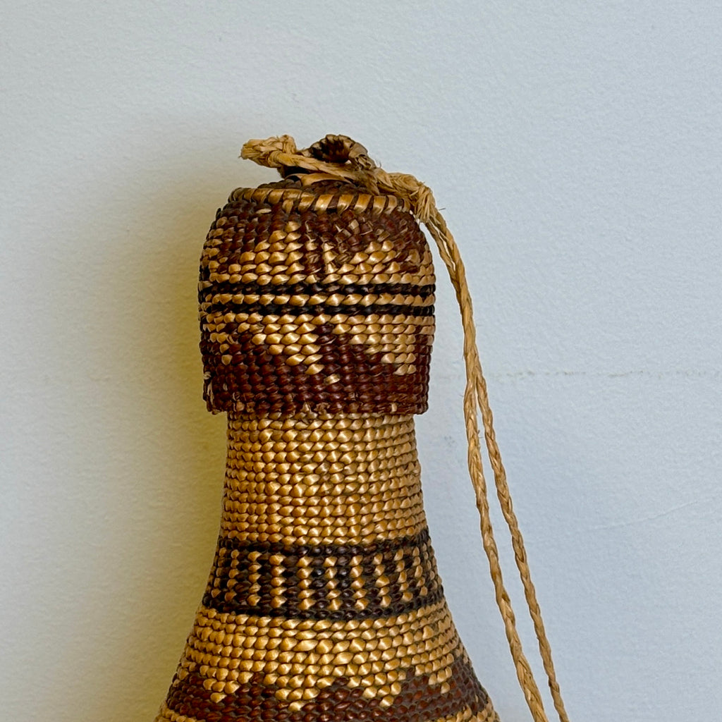 Antique Hat Creek Figurative Basketry with Glass Bottle (NLC24)