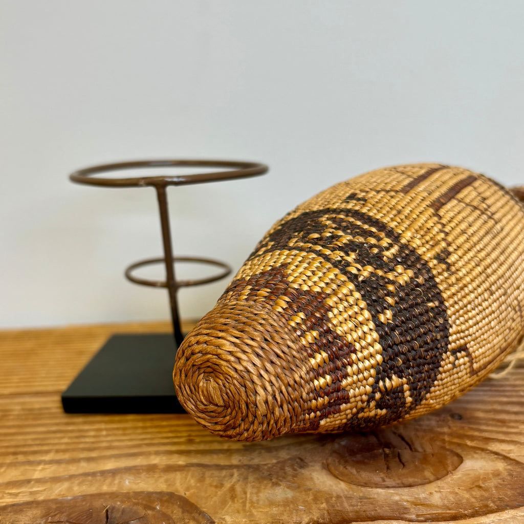 Antique Hat Creek Figurative Basketry with Glass Bottle (NLC24)