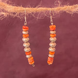 Beaded Earrings with Spiny Oyster Shell and Silver Beads, Navajo, Genuine Handmade Native American Jewelry   2/75