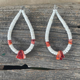 Santo Domingo (Kewa Pueblo) Red Spiny Oyster Shell and Clam Shell Heishi Earrings    1/222