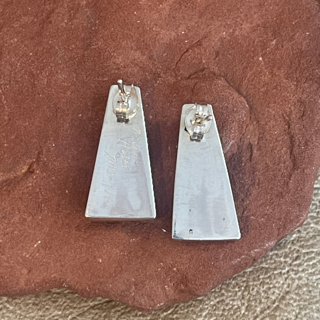 Contemporary Zuni Inlay Sterling Silver and Turquoise Earrings   3/101