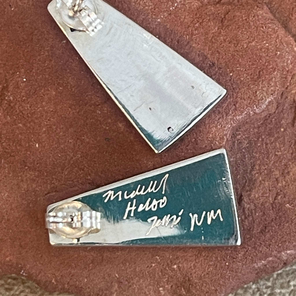Contemporary Zuni Inlay Sterling Silver and Turquoise Earrings   3/101