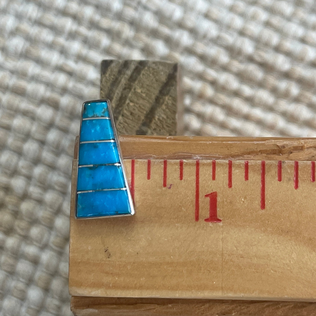 Contemporary Zuni Inlay Sterling Silver and Turquoise Earrings   3/101