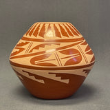Mary H. Loretto, Jemez Pueblo  Authentic Jemez Handmade Eagle Feather Painted Pot (JM23)