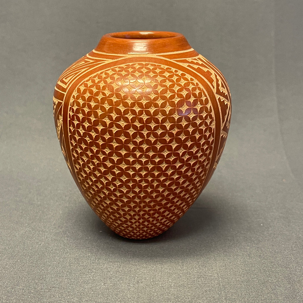 Wilma Baca Tosa, Jemez Pueblo - Authentic Jemez Handmade Etched Pot (JM24)