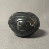 Stella Chavarria  Vintage Santa Clara Pueblo, Handmade Blackware Pot with Carved Avanyu Design (JM11)