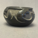 Frances Salazar Vintage Santa Clara Pueblo, Handmade Black ware Pot with Carved Design (JM8)