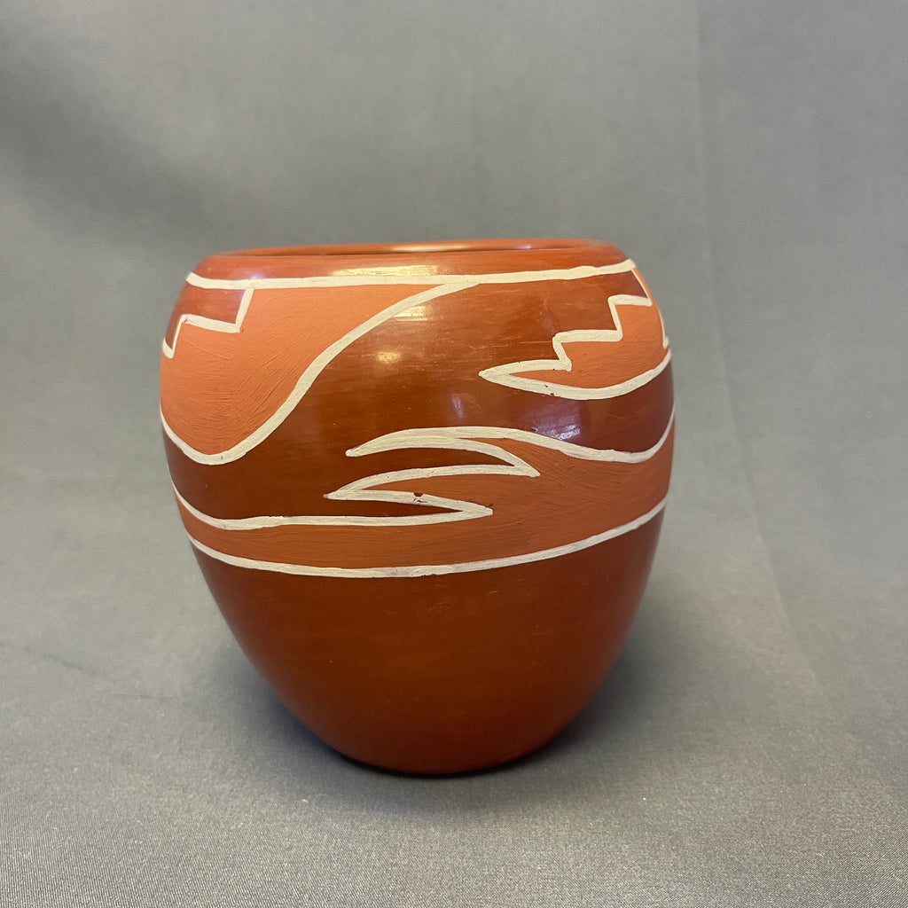 Nicolasa Naranjo Vintage Santa Clara Pueblo, Handmade Polished and Painted Clay Pot with Avanyu Design (JM2)