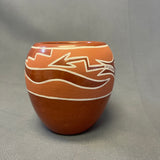 Nicolasa Naranjo Vintage Santa Clara Pueblo, Handmade Polished and Painted Clay Pot with Avanyu Design (JM2)