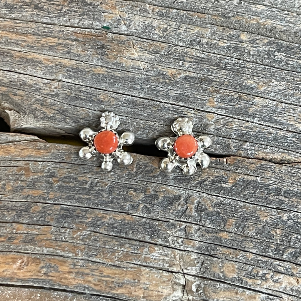 Navajo Sterling Silver Turtle Earrings with Spiny Oyster Shell, authentic Native American  1/272
