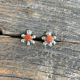 Navajo Sterling Silver Turtle Earrings with Spiny Oyster Shell, authentic Native American  1/272
