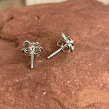 Navajo Sterling Silver Turtle Earrings with Spiny Oyster Shell, authentic Native American  1/272