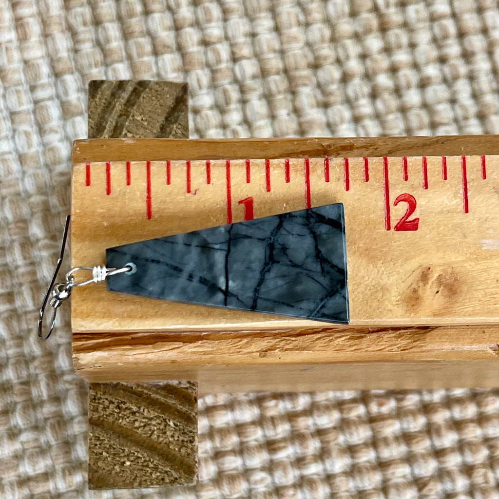 Authentic Native American Picasso Marble Slab Dangle Earrings - Robert Crespin, Santo Domingo Pueblo   1/292b