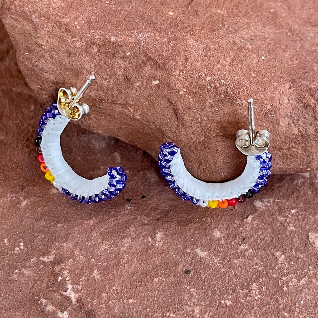 Authentic Native American Beaded Hoop Earrings  1/384